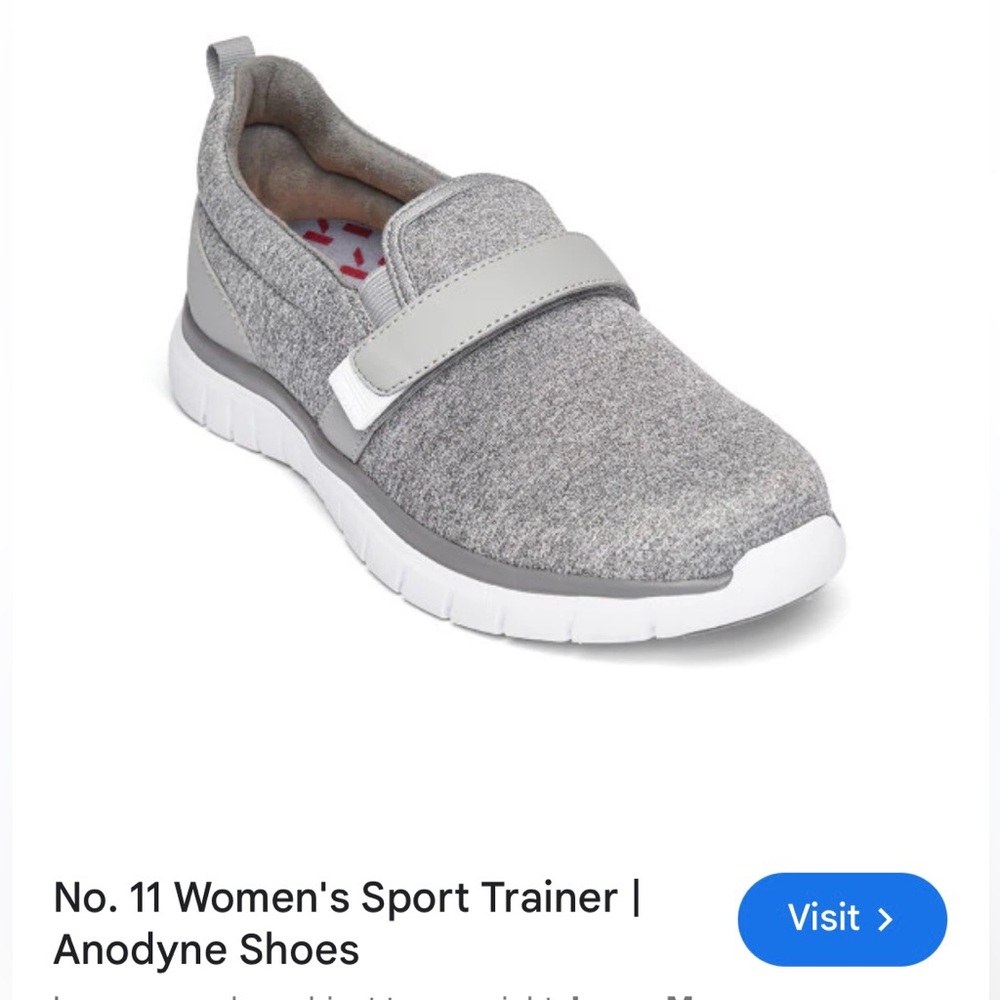 Anodyne Ladies No 11 Gray & White Sport Walker Diabetic Sneakers Shoes Size 7.5M